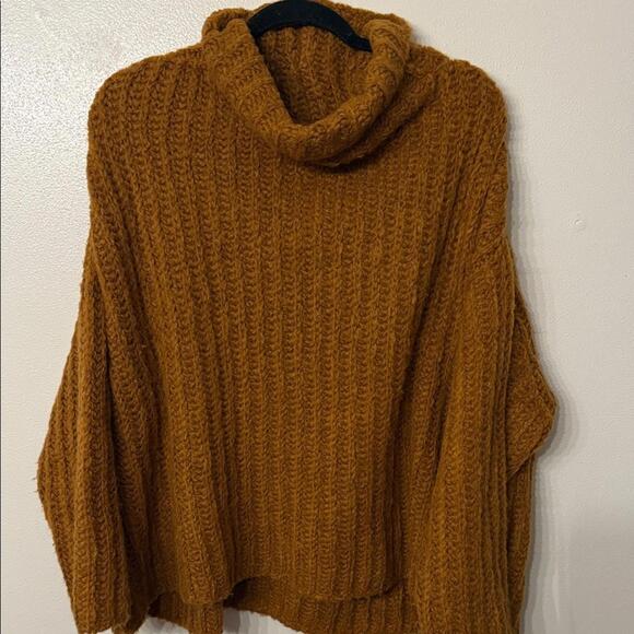 Free People Women's Cowl Neck Oversized Chunky Sweater - Tan - Picture 1 of 4